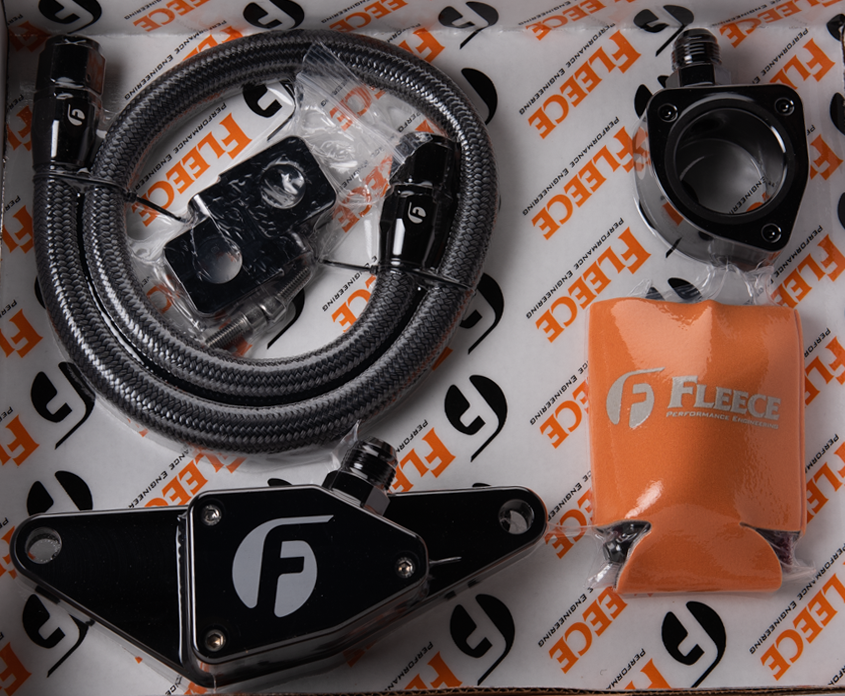 Fleece Cummins Coolant Bypass Kit 03-07 Manual Transmission w/ Stainless Steel Braided Line Fleece Performance