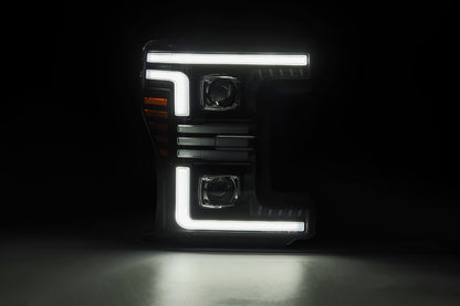 AlphaRex 17-19 Ford F-250/350/450/550 Super Duty PRO-Series Proj Headlights Alpha-Bk w/SS & DRL