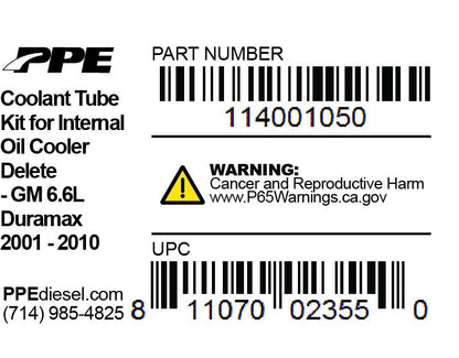 Coolant Tube For Delete Kit 01-10 PPE Diesel 114001050