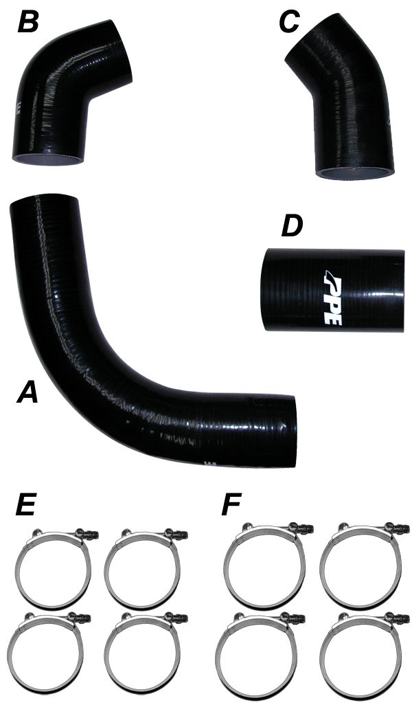 LB7 02-04 Silicone Hose And Clamp Kit Black PPE Diesel 115910204