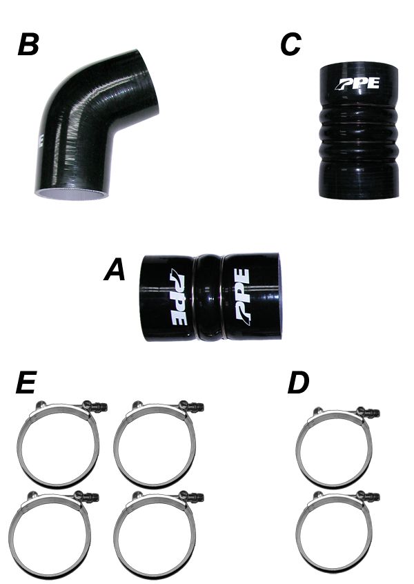 LBZ/LMM 06-10 Silicone Hose And Clamp Kit Black PPE Diesel