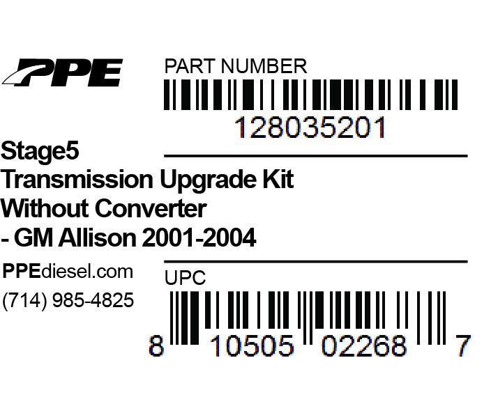 Stage 5 Transmission Upgrade Kit W/O Converter GM Allison 1000 And 2000 Series 01-04 5 Speed PPE Diesel