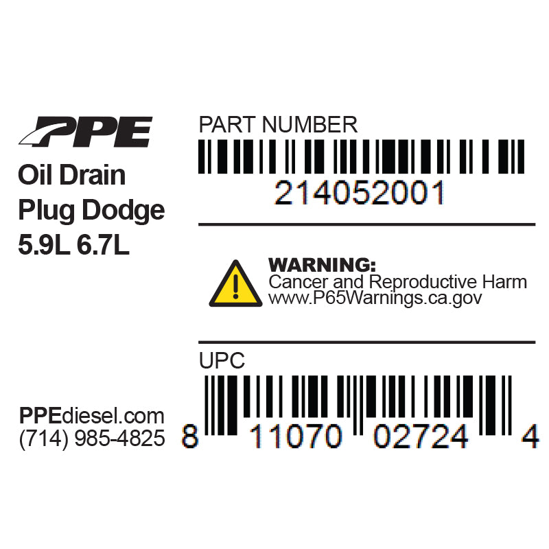 Oil Drain Plug Dodge 5.9/6.7L PPE Diesel