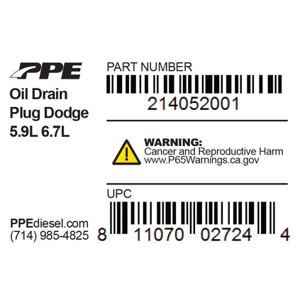 Oil Drain Plug Dodge 5.9/6.7L PPE Diesel