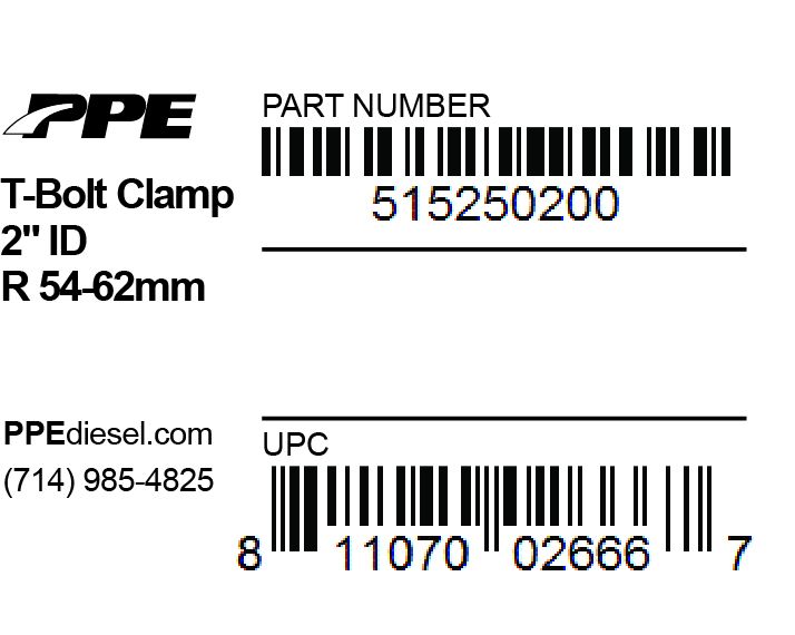 2.50 Inch T-Bolt Clamp For 2.00 Inch ID Hose PPE Diesel