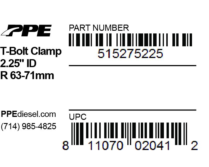 2.75 Inch T-Bolt Clamp For 2.25 Inch ID Hose Fits PPE 2.25 Inch ID Hose / Range 71-63Mm PPE Diesel