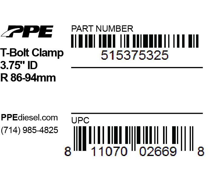 3.75 Inch T-Bolt Clamp Fits 3.25 Inch ID Hose PPE Diesel