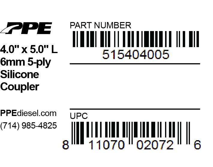 4.0 Inch X 5.0 Inch L 6MM 5-Ply Silicone Coupler PPE Diesel