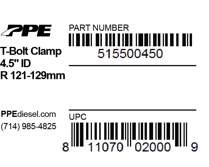 5.0 Inch T-Bolt Clamp Range 129-121Mm PPE Diesel