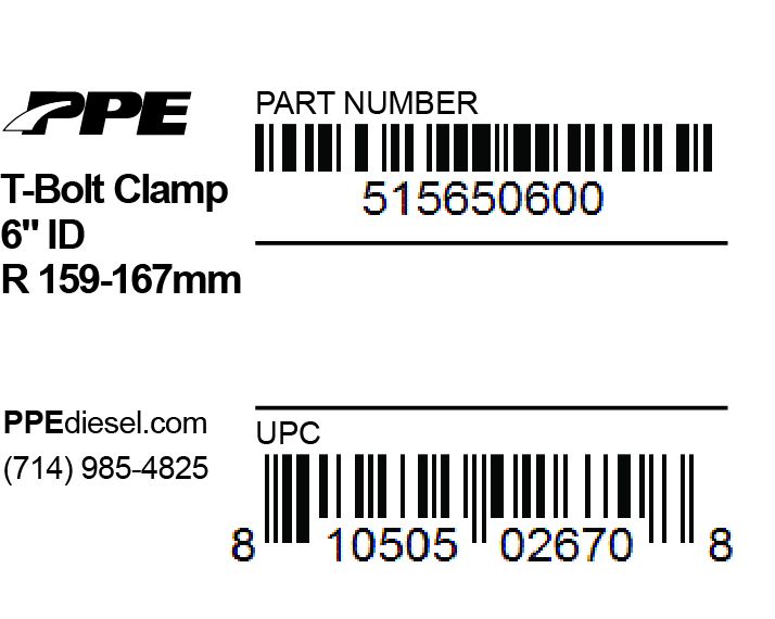 6.50 Inch T-Bolt Clamp Range 167-159Mm PPE Diesel