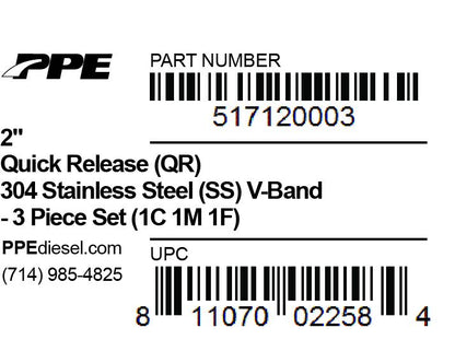 2.0 Inch V Band 3 Piece Set 1C 1M 1F QR PPE Diesel